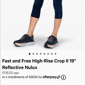 Blue pattern lululemon fast and free crop Sold Out